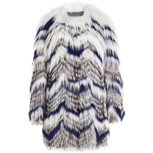 Grey & Multicolor Yves Salomon raccoon /Fox Fur Jacket Size EU 40 /US 10